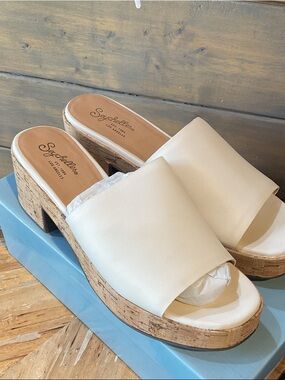 Seychelles Cream Cork Platform Slide Sandals